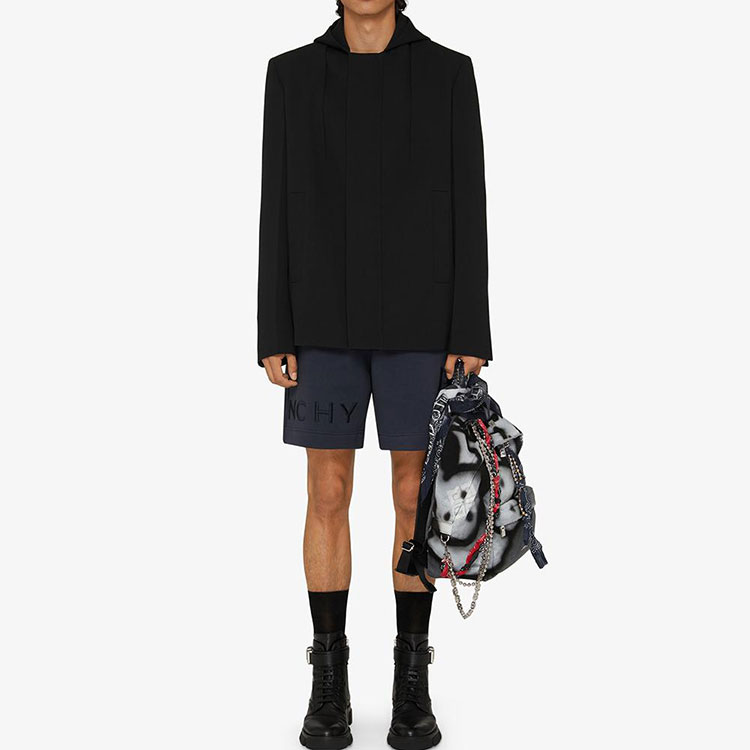 Lookbook Givenchy SS22 Embroidered Logo Straight Fit Casual Shorts Blue . BM50WC3Y6U-403