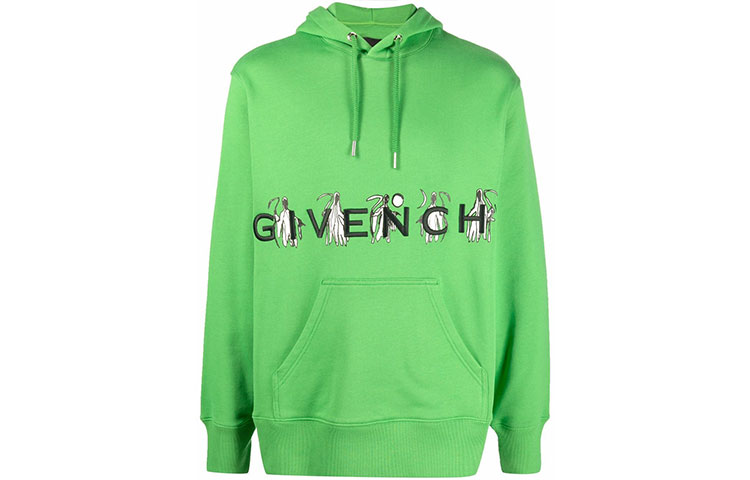 Givenchy SS22 Green Letter Print Pullover Sweatshirt for Men BMJ0F93Y6V-339