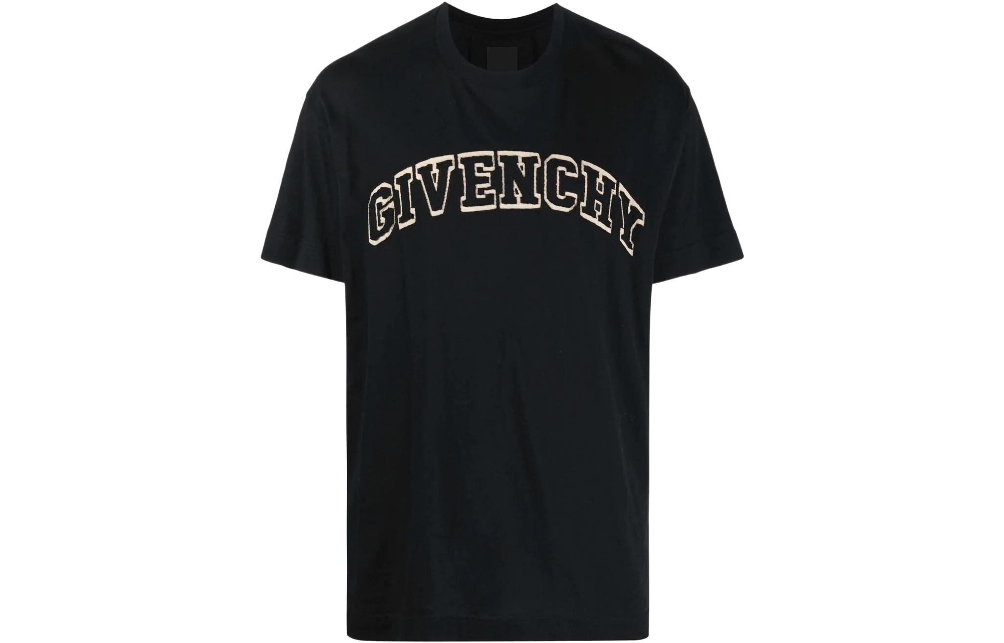 Givenchy SS22 Letter Print Loose Fit Crew Neck T-Shirt  Black BM718W3Y6D-001