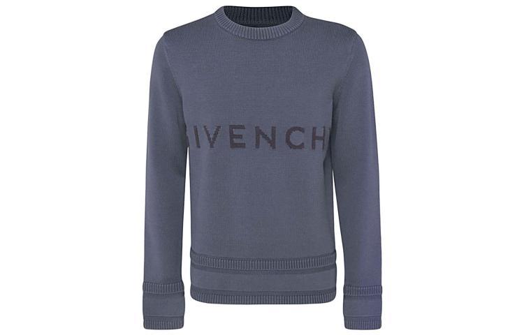 Givenchy SS22 Logo Intarsia Pullover Sweater Dark Teal BM90G9401M-464