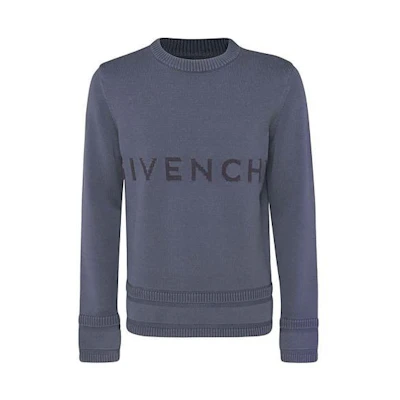 Givenchy SS22 Logo Intarsia Pullover Sweater Dark Teal BM90G9401M-464