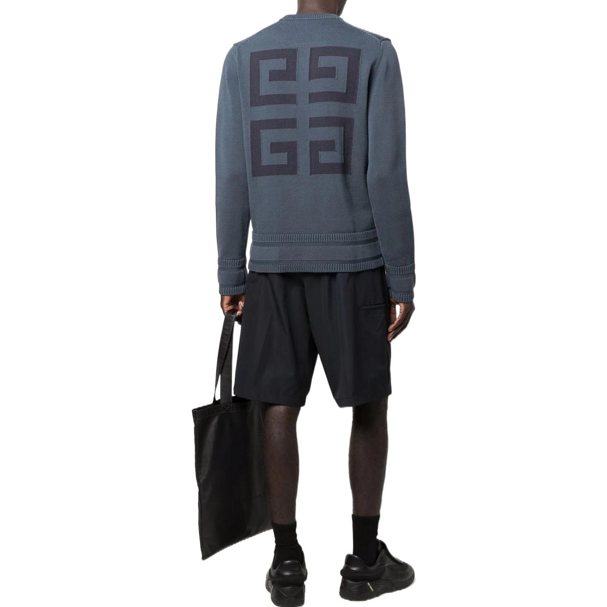 Lookbook 纪梵希SS22标志提花套头毛衣深青色 BM90G9401M-464