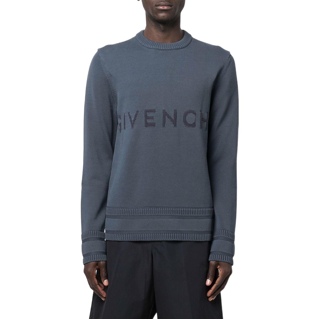 Shop 纪梵希SS22标志提花套头毛衣深青色 BM90G9401M-464