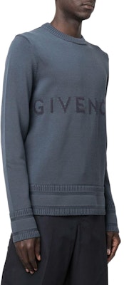Givenchy SS22 Logo Intarsia Pullover Sweater Dark Teal BM90G9401M-464 Purchase Givenchy SS22 Logo Intarsia Pullover Sweater Dark Teal BM90G9401M-464