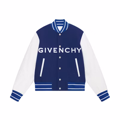 GIVENCHY SS22 Logo Print Bomber Jacket Blue Fashion BM00XY6Y16-114