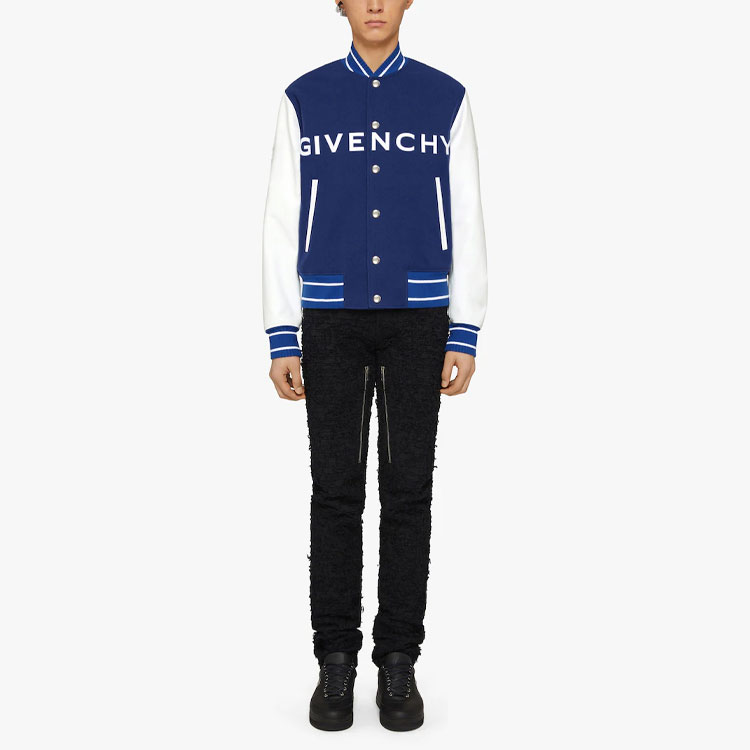 Lookbook GIVENCHY SS22 Jaket Bomber Logo Print Biru Fashion BM00XY6Y16-114