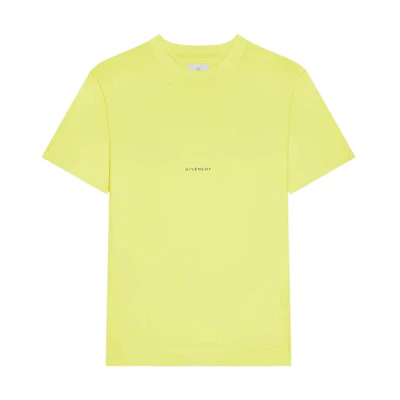 GIVENCHY SS22 Logo Print Crewneck Short Sleeve T-Shirt Acid Yellow Men’s. BM71F83Y6B-725
