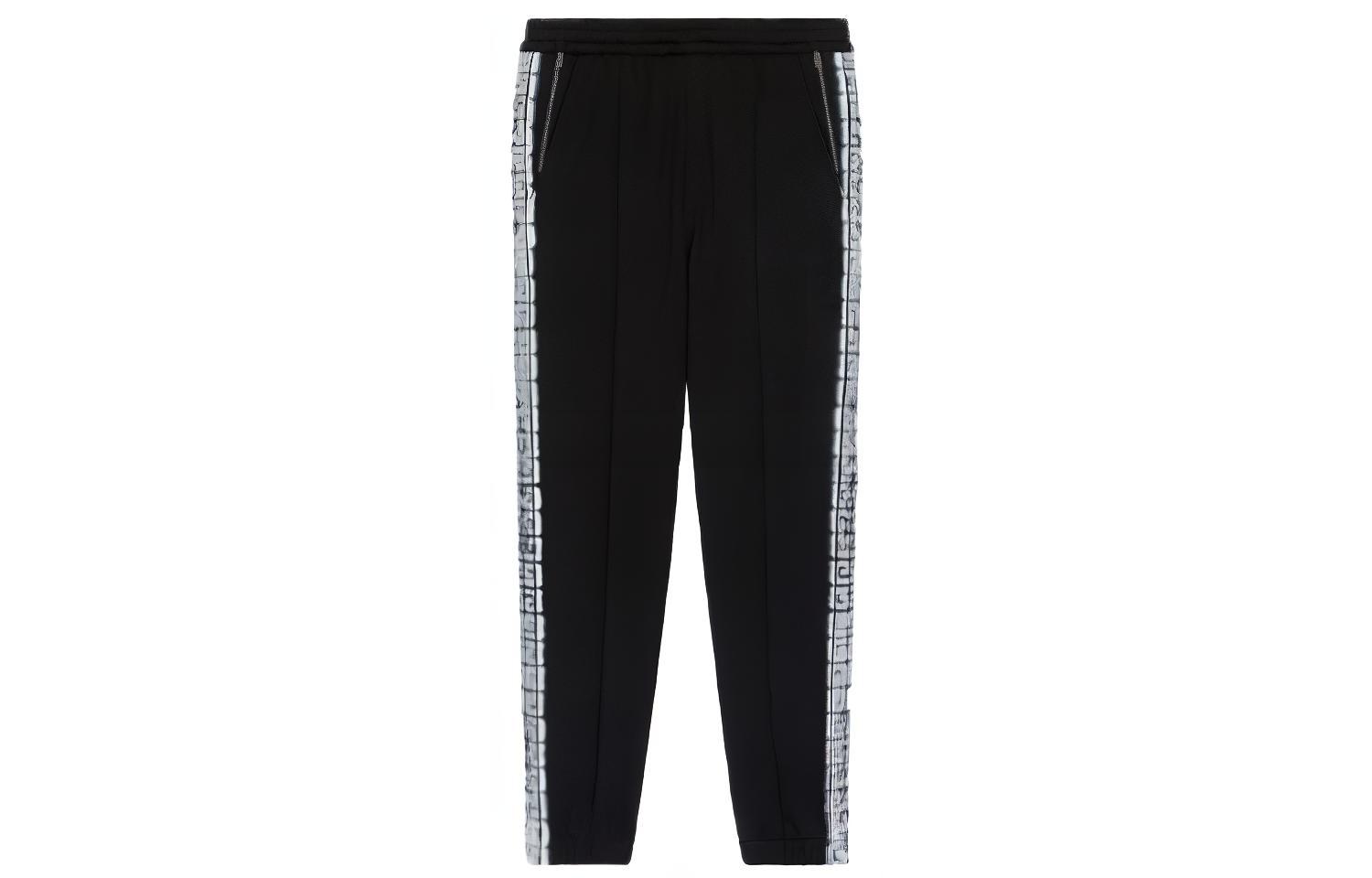 GIVENCHY SS22 Logo Print Knit Straight-Leg Joggers Black Casual Pants BM50ZM30Q6-001