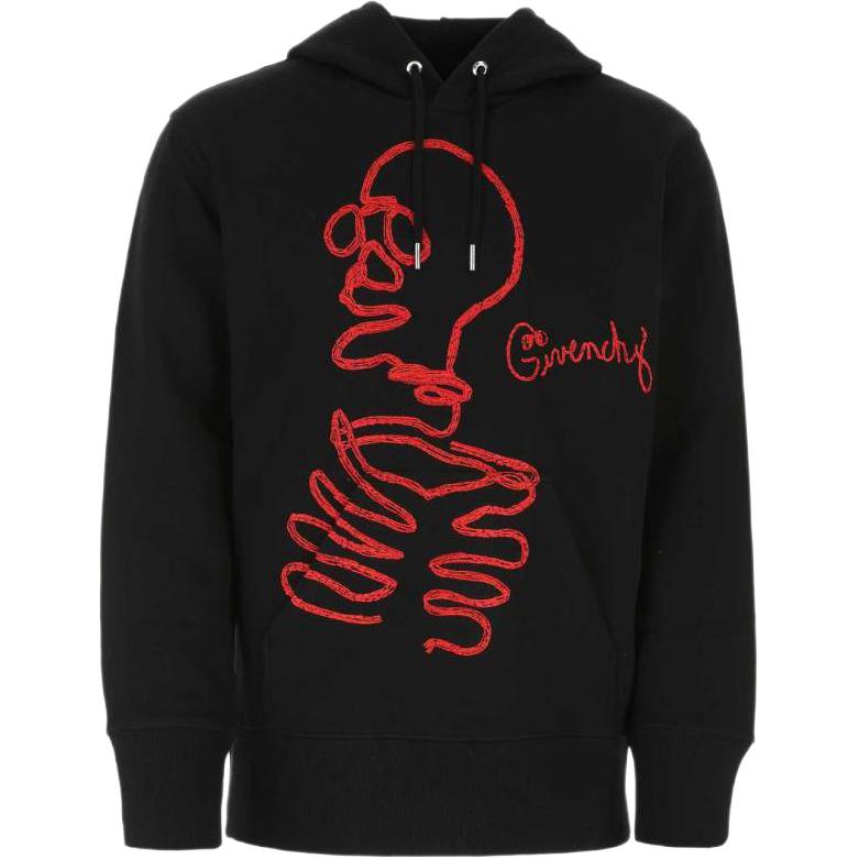 Givenchy SS22 Logo Skull Drawstring Hoodie Black () BMJ0FL3Y6V-001