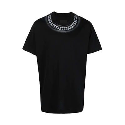 Givenchy SS22 Necklace Graphic Black Short Sleeve T-Shirt for Men. BM718N3Y6B-001
