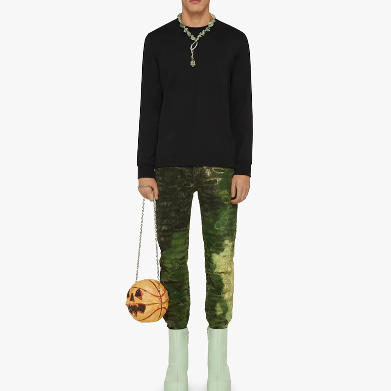 Lookbook GIVENCHY SS22 Painted Distressed Casual Denim Jeans  Yellow Green BM50ST5Y2H-990