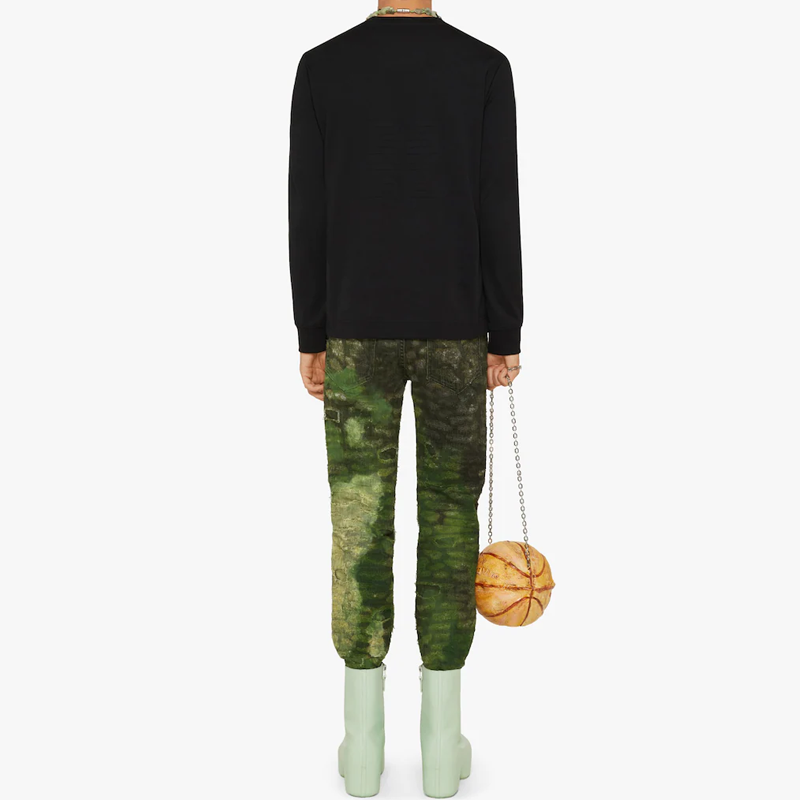 Shop GIVENCHY SS22 Painted Distressed Casual Denim Jeans  Yellow Green BM50ST5Y2H-990