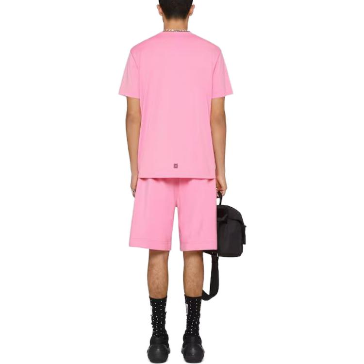 Shop Givenchy SS22 Camiseta Hombre Rosa Bordada de Manga Corta y Cuello Redondo. BM71CW3Y6B-656