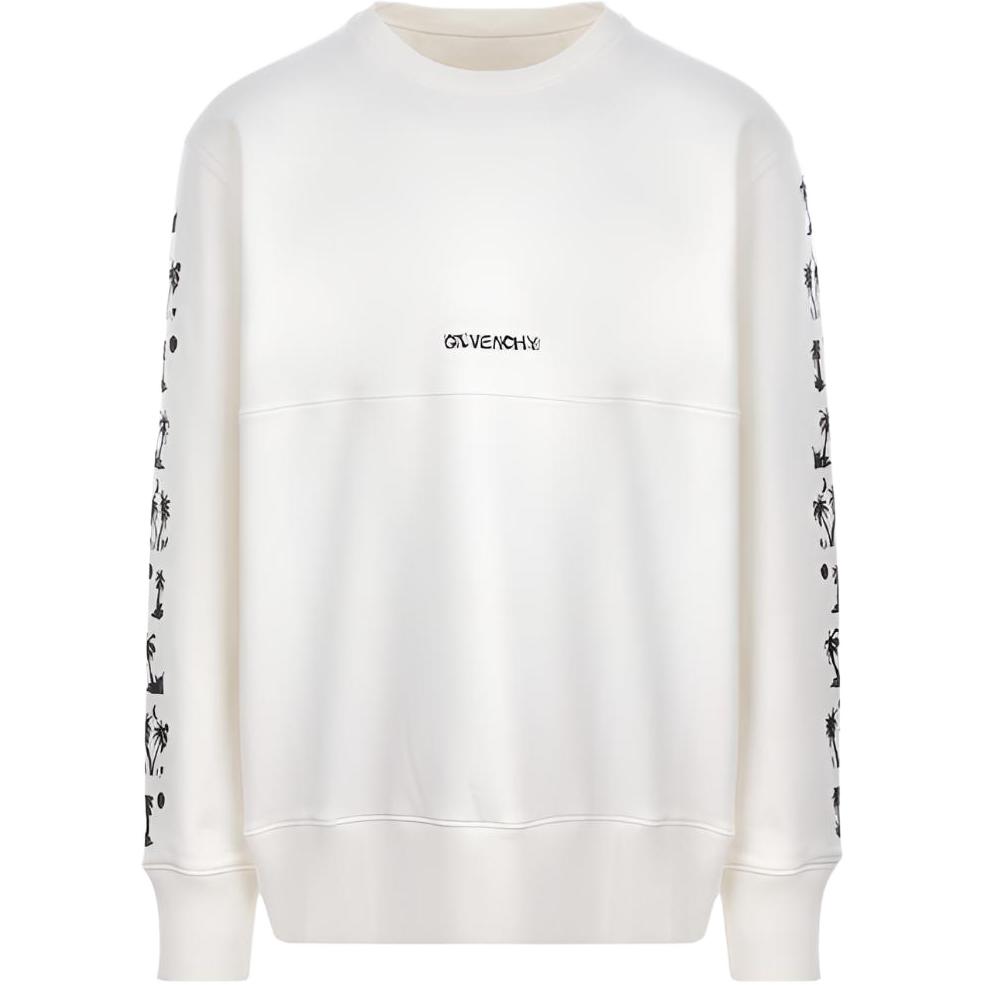 Givenchy SS22 Printed Crewneck Sweatshirt Beige BMJ0FD3Y6V-105