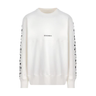 Givenchy SS22 Printed Crewneck Sweatshirt Beige BMJ0FD3Y6V-105
