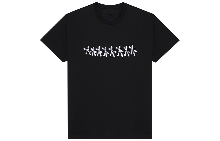 Order Givenchy SS22 修身版黑色短袖圖案T恤 BM718X3Y6B-001