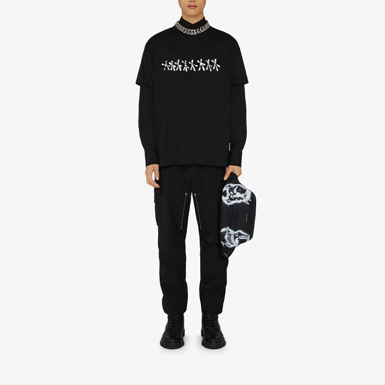 Lookbook Givenchy SS22 修身版黑色短袖圖案T恤 BM718X3Y6B-001