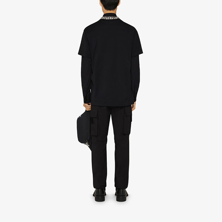 Shop Givenchy SS22 修身版黑色短袖圖案T恤 BM718X3Y6B-001