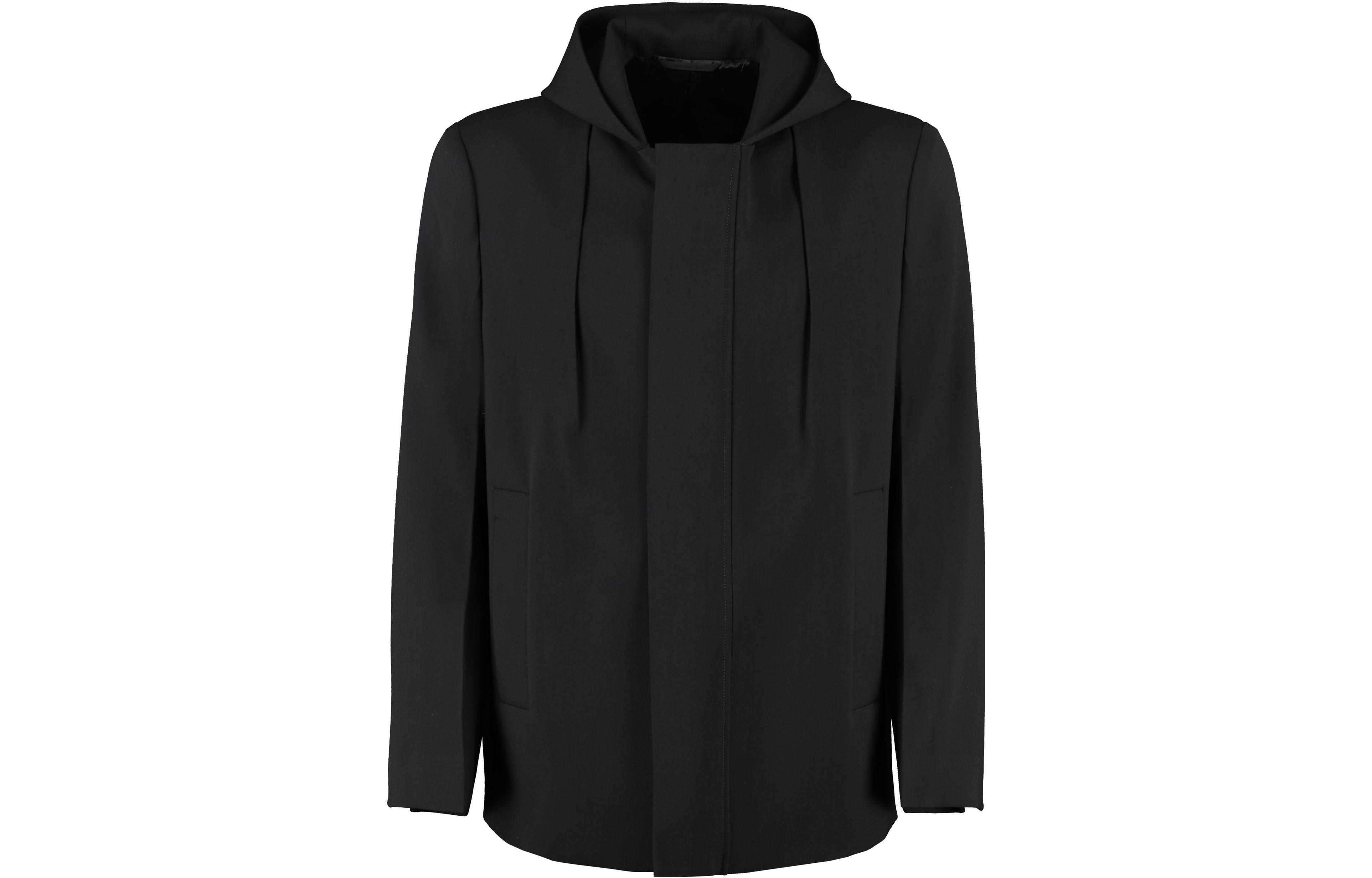 Givenchy SS22 Solid Black Hooded Long-Sleeve Jacket BM30BS140D001