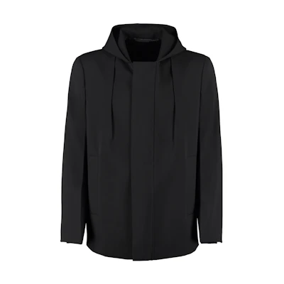 Givenchy SS22 Solid Black Hooded Long-Sleeve Jacket BM30BS140D001