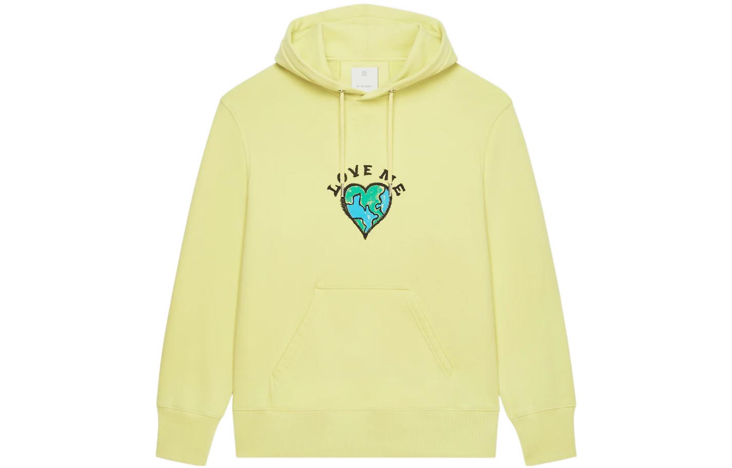 Givenchy SS22 Solid Color Heart Letter Pattern Sweatshirt Yellow Mens BMJ0GU3Y78-725