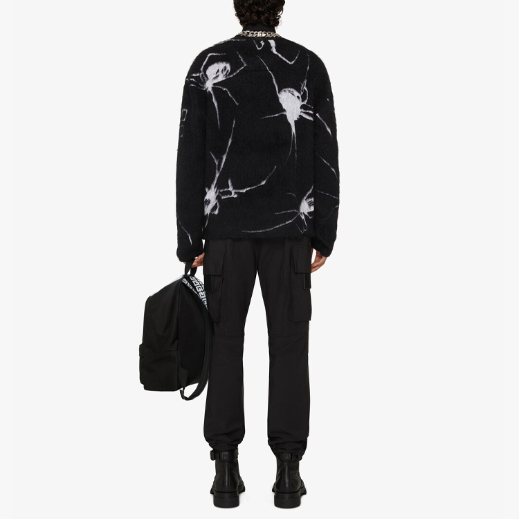 Shop GIVENCHY SS22 Sweater Rajutan Spider Jacquard Hitam. BM90H24Y9B-004