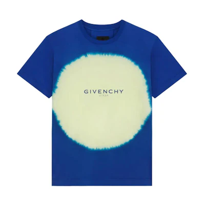 GIVENCHY SS22 Tie-Dye Geometric Print Logo T-Shirt Blue BM71D23Y6B-969