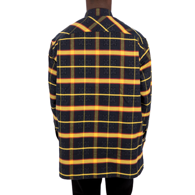Shop Givenchy Kemeja Kotak-Kotak Kuning Hitam Lengan Panjang Pria SS22. BM60SA141D-003
