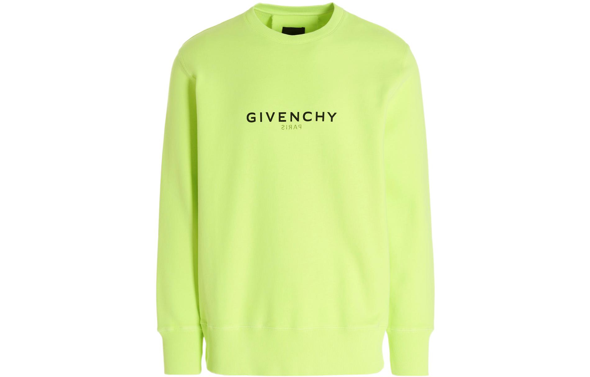 Givenchy SS22 Yellow Crewneck Logo Print Long Sleeve Sweatshirt Men BMJ0EZ3Y6V-734