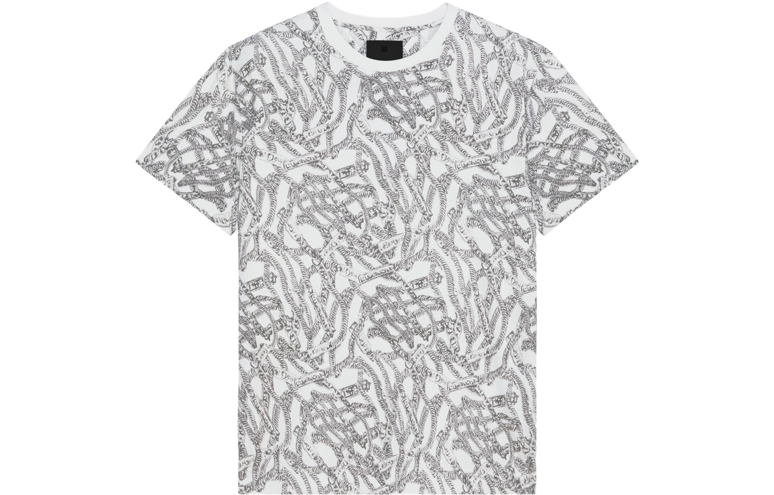 Order 지방시 SS23 블랙 크루넥 그래픽 프린트 티셔츠. BM716N3YEW-001