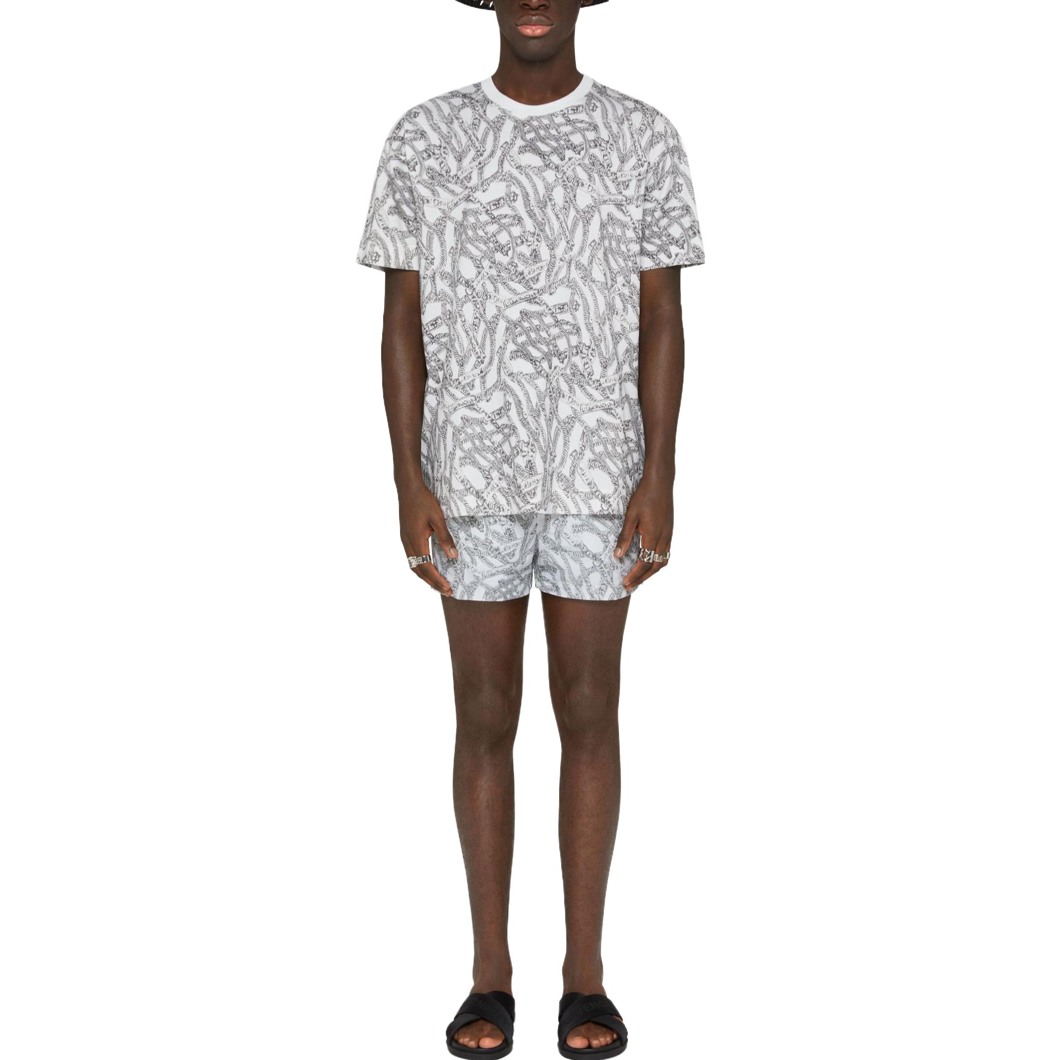 Lookbook 지방시 SS23 블랙 크루넥 그래픽 프린트 티셔츠. BM716N3YEW-001