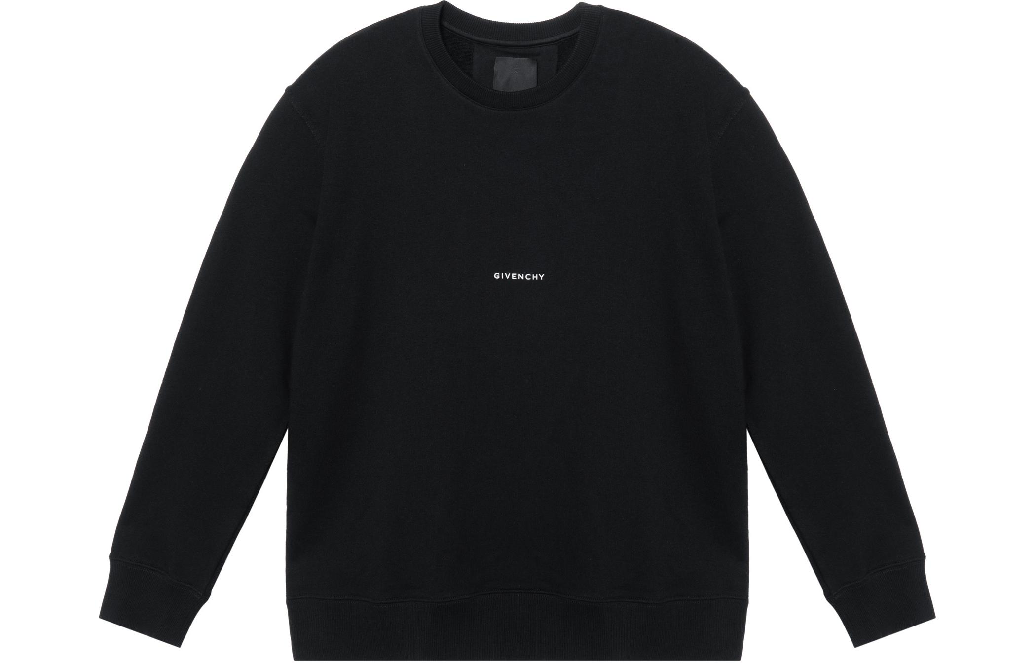 GIVENCHY SS23  Black Crewneck Pullover Sweatshirt with Logo Print. BMJ0HA3Y9Z-001