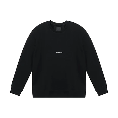 GIVENCHY SS23 Black Crewneck Pullover Sweatshirt with Logo Print. BMJ0HA3Y9Z-001