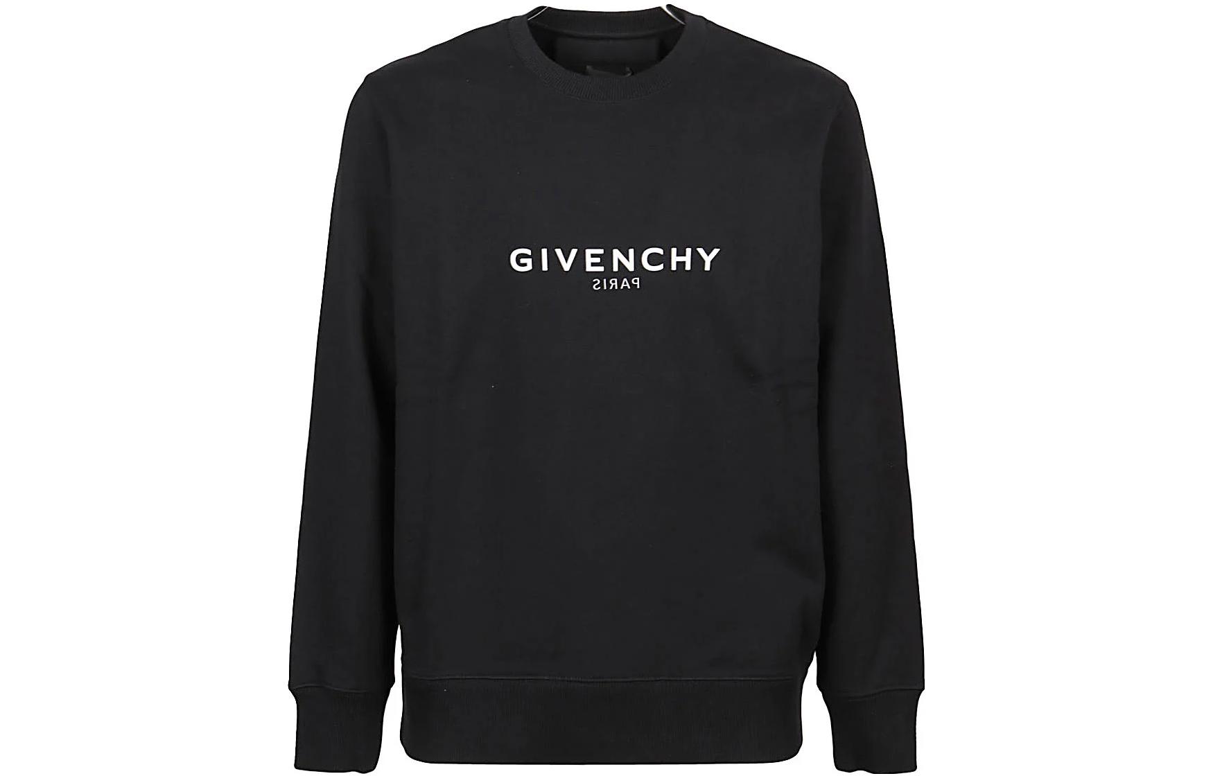 Order GIVENCHY SS23 黑色圓領印花字母標誌長袖上衣 BMJ0HA3Y8N-001