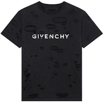Givenchy SS23 Black Distressed Tee with Letter Logo Print. BM71G13Y9W-011 Givenchy SS23 Black Distressed Tee with Letter Logo Print. BM71G13Y9W-011