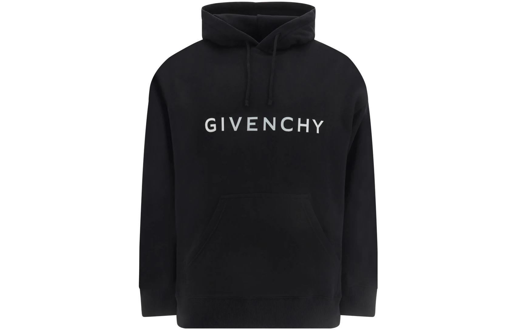 Buy Givenchy SS23 黑色連帽衫附Logo印花與袋鼠口袋 BMJ0HC3YCA-001