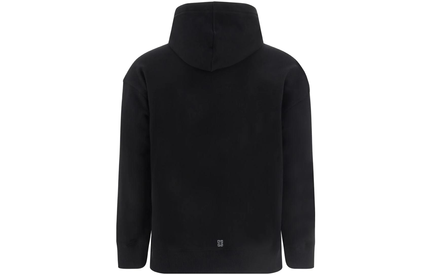 Lookbook Givenchy SS23 黑色連帽衫附Logo印花與袋鼠口袋 BMJ0HC3YCA-001