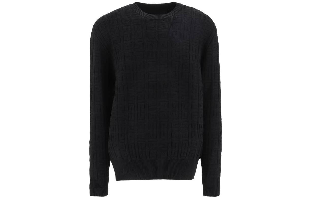 Givenchy SS23  Black Knitted Pullover Sweater with Logo Jacquard Design. BM90JM4YB1-001