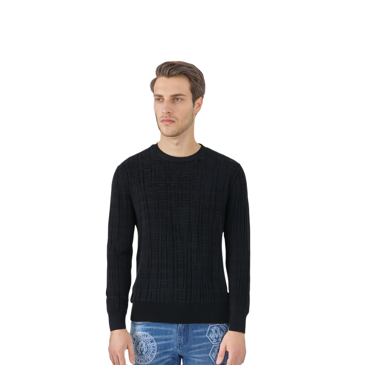 Purchase 纪梵希SS23黑色针织毛衣，Logo提花设计。 BM90JM4YB1-001