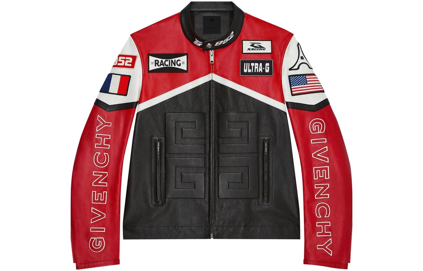 GIVENCHY SS23  Black Leather Jacket with Contrast Zipper and Stand Collar. BM010961D3-960