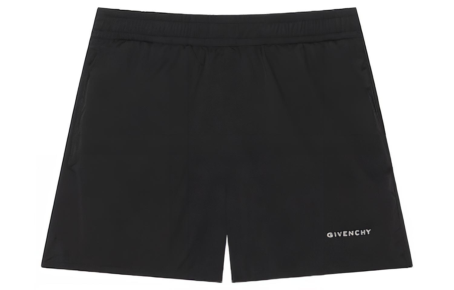 Givenchy SS23  Black Logo Embroidered Casual Shorts. BMA01214WS-001
