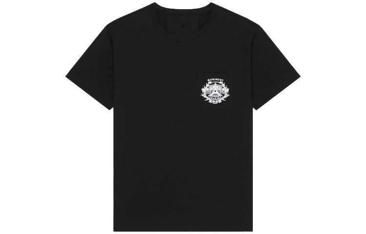 Order Givenchy SS23 Kaos Crewneck Hitam dengan Logo Grafis. BM71G23YAB-001