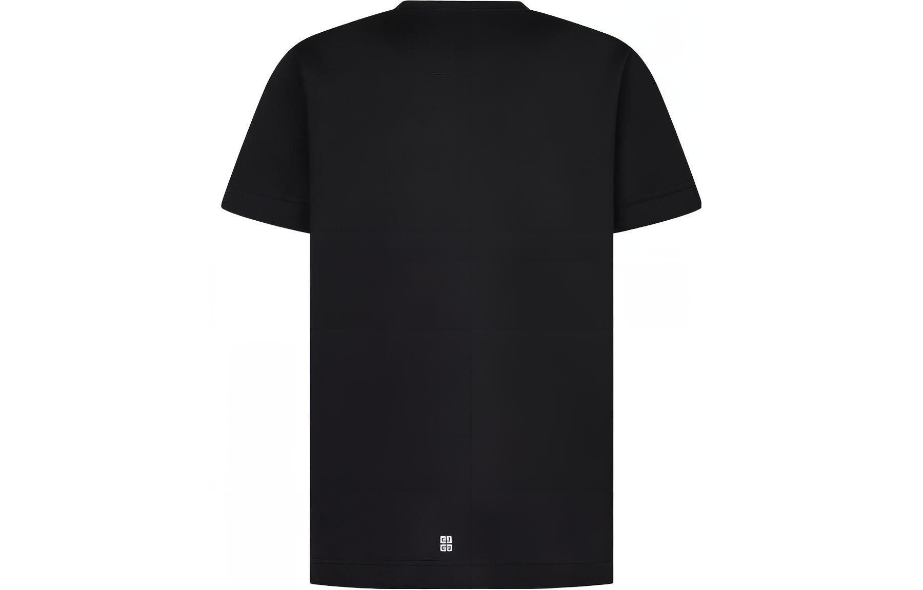 Lookbook Givenchy SS23 Kaos Crewneck Hitam dengan Logo Grafis. BM71G23YAB-001