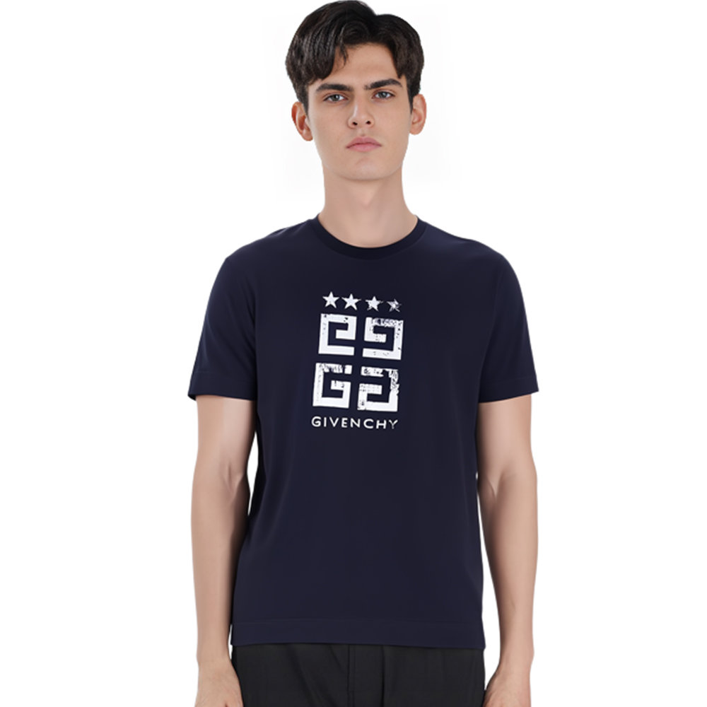 Sizing Givenchy SS23 Baju Crewneck Logo Grafik Hitam. BM716R3YEL-001