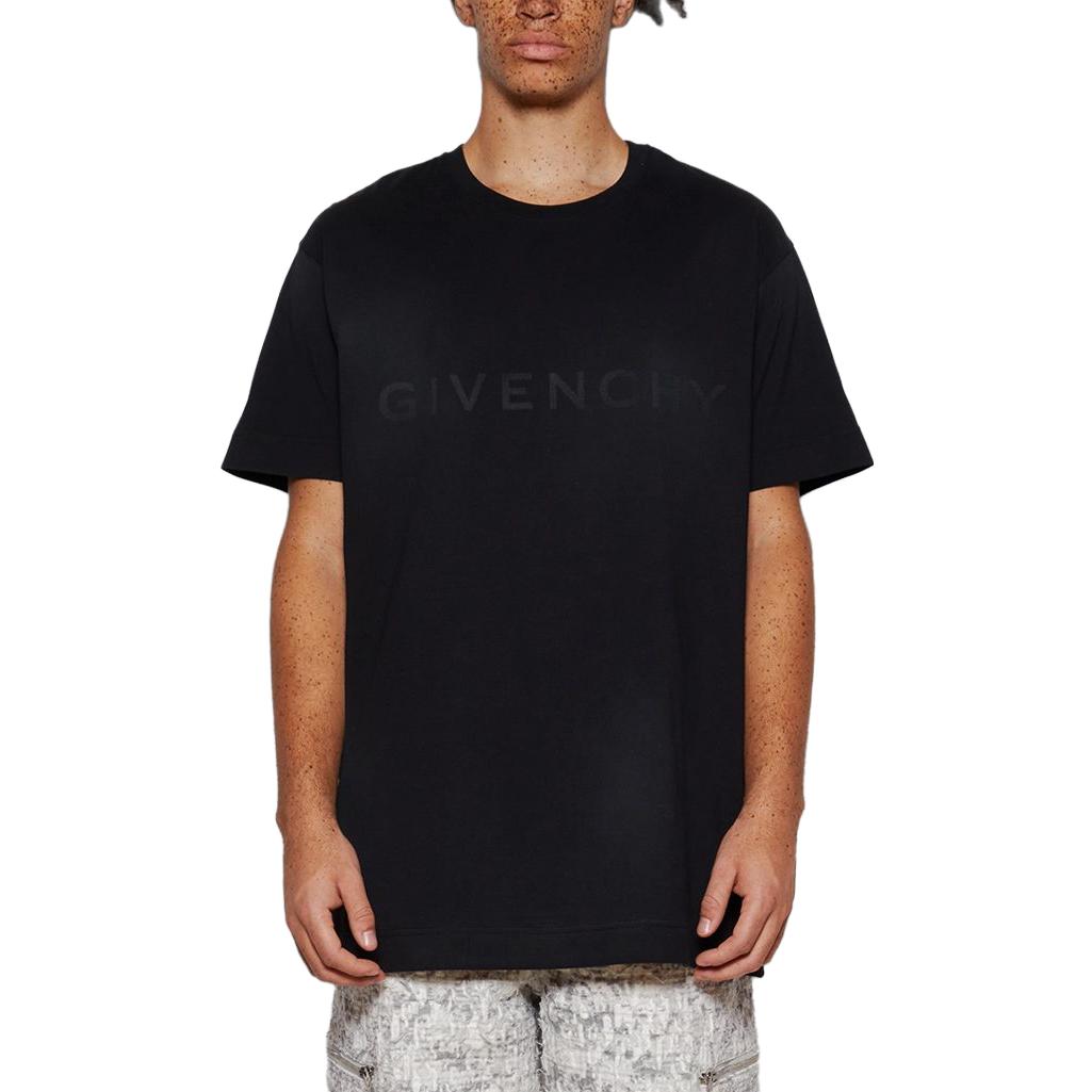 Shop GIVENCHY SS23  Black Logo Print Casual T-Shirt. BM716N3YC5-004