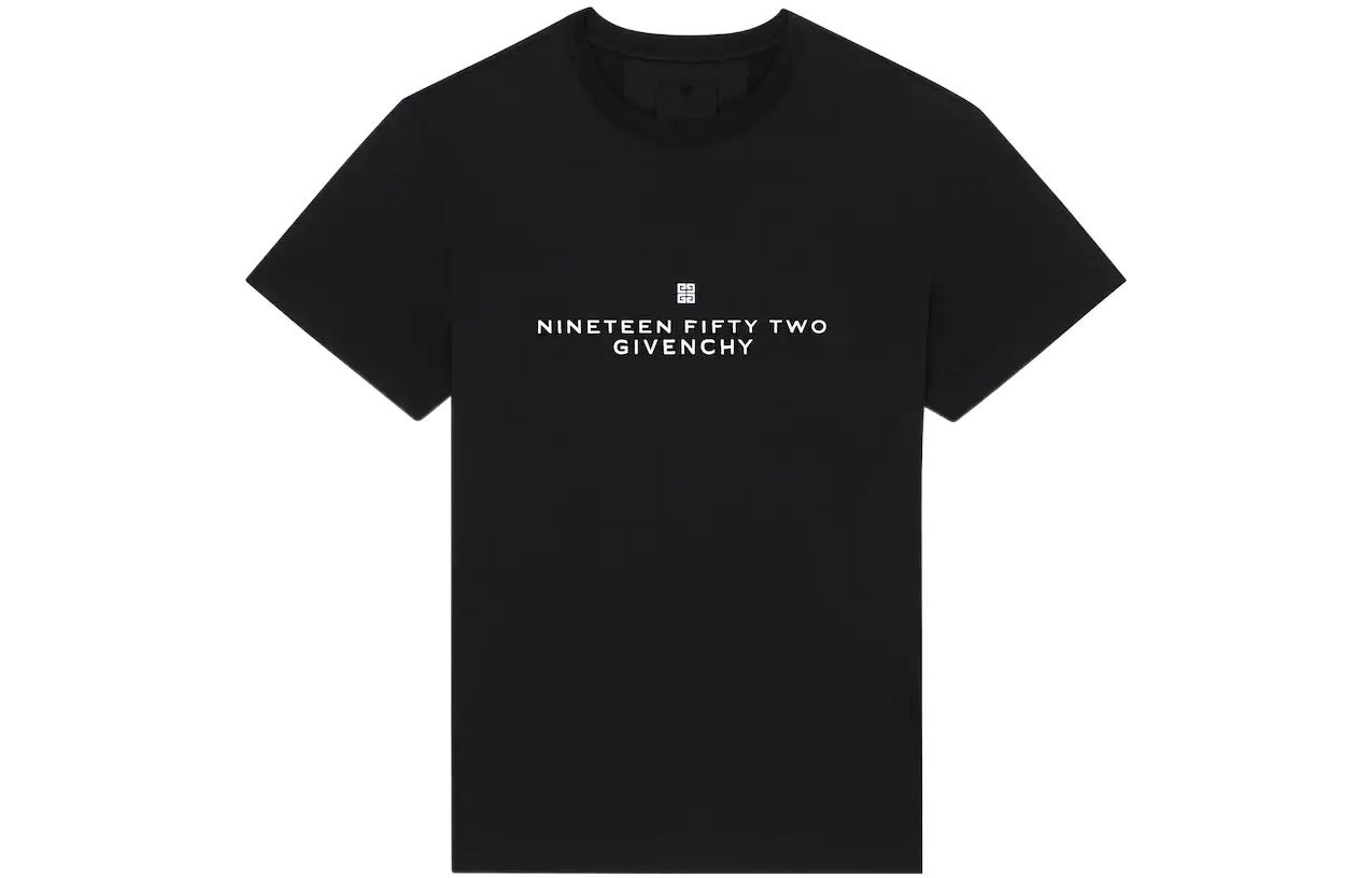 GIVENCHY SS23  Black Logo Print Crewneck Short-Sleeve Tee BM716G3YA8-001