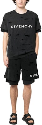 Givenchy SS23 Kemeja-T Crewneck Hitam Logo Cetakan Distressed. BM71GL3Y9W-011 Lookbook Givenchy SS23 Kemeja-T Crewneck Hitam Logo Cetakan Distressed. BM71GL3Y9W-011