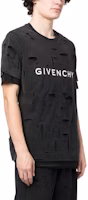 Purchase Givenchy SS23 黑色標誌印花做舊風格圓領T恤。 BM71GL3Y9W-011