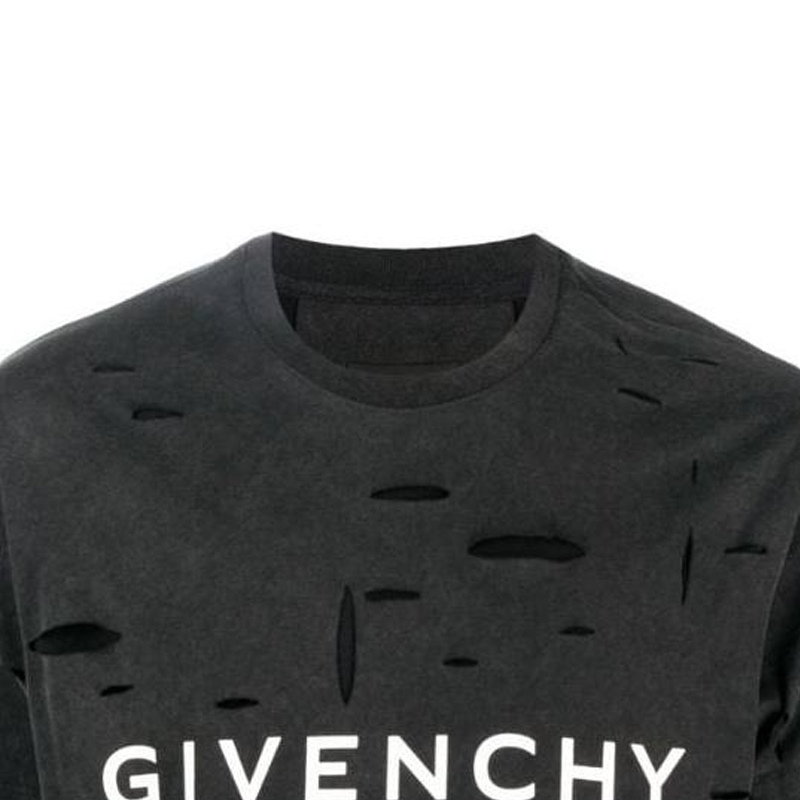 Details for Givenchy SS23 Kemeja-T Crewneck Hitam Logo Cetakan Distressed. BM71GL3Y9W-011