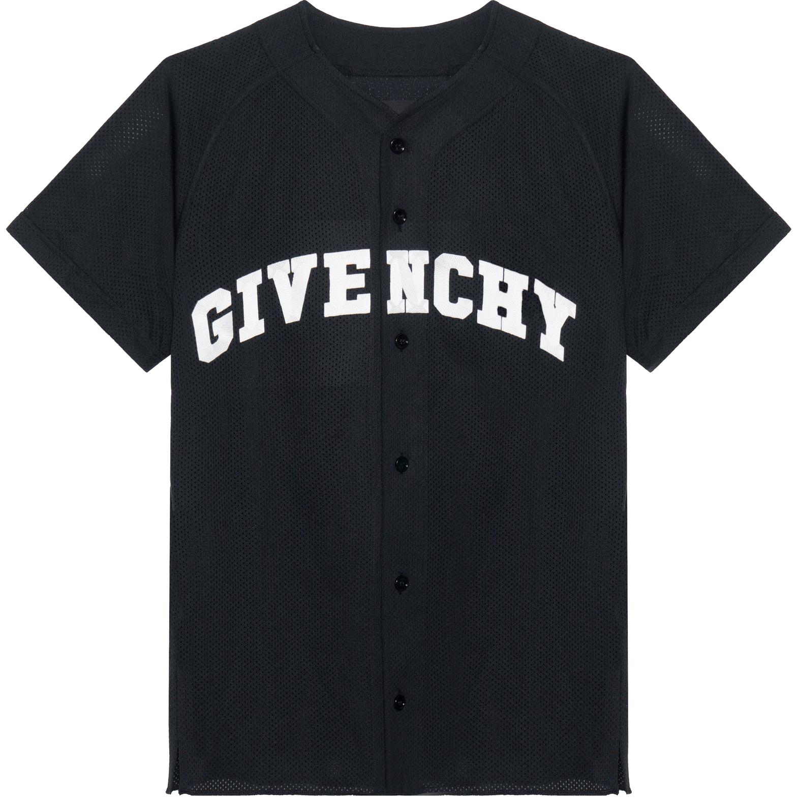 Givenchy SS23  Black Logo Print Short Sleeve Shirt. BM60WV3YCS001